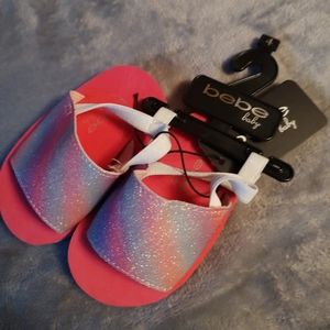bebe Baby Sparkle Glitter Sandals Size 4 (9-12 Months ) NWT, Straps Vacation